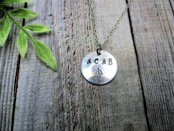 ACAB Necklace Hand Stamped ACAB Jewelry Gifts For Her/ Him Anarchy Jewelry