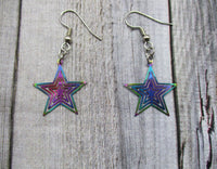 Rainbow Star Earrings Stainless Steel Elctroplate  Star Dangle  Earrings Celestial Gifts For Her