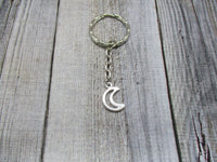 Small Crescent Moon Keychain  Lunar Keychain Moon Gift