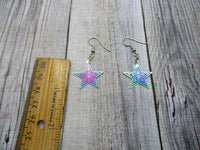 Rainbow Star Earrings Stainless Steel Elctroplate  Star Dangle  Earrings Celestial Gifts For Her