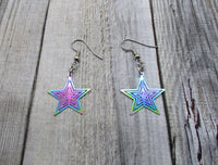 Rainbow Star Earrings Stainless Steel Elctroplate  Star Dangle  Earrings Celestial Gifts For Her