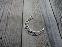 Big Moon Necklace Crescent Moon Necklace Intricate Boho Witchy Moon Jewelry