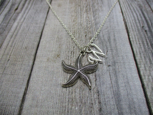 Starfish Necklace, Initial Necklace, Customized Personalized Gifts Ocean Starfish Jewelry,