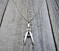 Compass Scribe Necklace Artist Tools Necklace Calipers Charm Necklace Drawing Compass Necklace Artist Jewlery Gifts For Her
