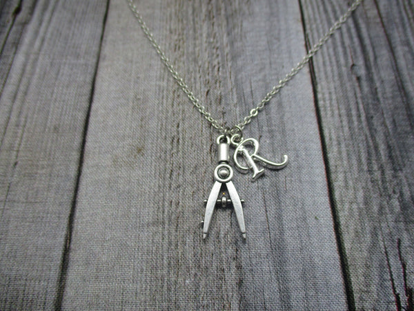 Customized Artist Compass Necklace Artist Tools Charm Necklace Caliper Necklace Letter/ Initial Compass Scribe Jewelry Gifts For Her