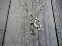 Seahorse Necklace Seahorse Charm Necklace Letter Initial Necklace Ocean Jewelry, Seahorse Jewelry Beach Jewelry Gifts For Her