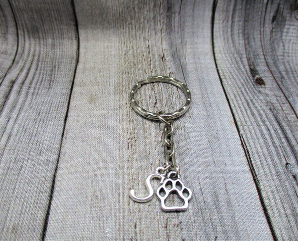 Paw Keychain Personalized Gifts  Letter Customized Paw Pad Keychain with initial
