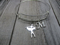 Ballerina Charm Bracelet Ballet Charm Bracelet Ballerina Bangle Bracelet W/ Initial Adjustable Dance Gift