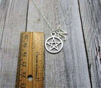 Pentacle Necklace, Personalized Gifts Letter, Initial Pentacle Jewelry, Pentagram Jewelry