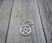 Pentacle Necklace, Personalized Gifts Letter, Initial Pentacle Jewelry, Pentagram Jewelry
