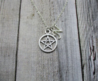 Pentacle Necklace, Personalized Gifts Letter, Initial Pentacle Jewelry, Pentagram Jewelry