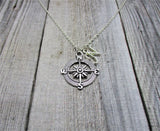 Compass Necklace Initial Personalized Travel Jewelry, Customized Compass Jewelry Mothers Necklace Graduation Gifts For Her Compass Charm