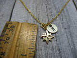 Gold Starburst Necklace Personalized Letter Initial Best Friend North Star Jewelry Gifts For Her