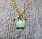 Gold Crown Necklace Green Crown Necklace Mom Jewelry Gifts For Her Pastel Goth Queen Gift
