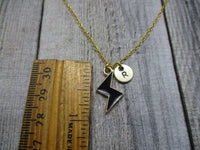 Gold Lightning Bolt Necklace Black Lightning Necklace Customized Hand Stamped Letter Initial Storm Jewelry Kawaii Girlfriend Gifts For Her