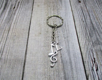 Music Note Keychain Treble Clef  Music Initial Music Lovers Gift  Personalized Musician Gift Letter  Customized