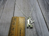 Roller Skate Necklace,  Personalized Gifts Initial Roller Derby Necklace, Letter Roller Skating