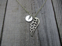 Guardian Angel Wing Necklace Letter Necklace Personalized Gift for Her  Angel Wing Jewelry