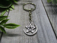 Pentacle Keychain Moon and Star Keychain Pentagram Keychain Witch Keychain Gifts For Her Witch Gifts Witchcore Keychain