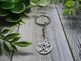 Pentacle Keychain Moon and Star Keychain Pentagram Keychain Witch Keychain Gifts For Her Witch Gifts Witchcore Keychain