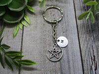Pentacle Keychain Personalized Handstamped Witch Keychain  Moon and Star Gift Custom Pentagram  Keychain  Gifts For Her