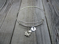 Fox Charm Bracelet Hand Stamped Initial Fox Bangle Bracelet  Adjustable Kistune Jewelry Fox Jewelry