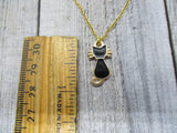 Cat Necklace Black Cat Jewelry Black Enamel Gold Necklace Pet Lover Gifts