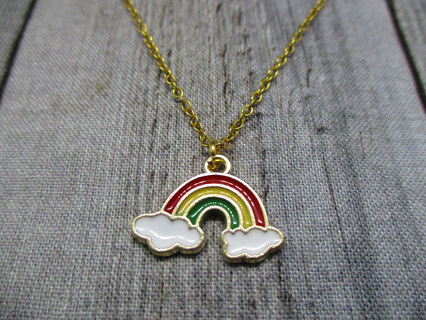 Gold Rainbow  Necklace Red Gold Green Rainbow Necklace Pride Jewelry Gifts For Her / Him