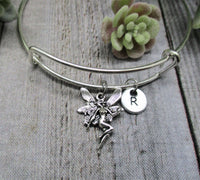 Fairy Charm Bracelet Hand Stamped Initial Bangle Fairy Jewelry Gifts for Her Birthday  Fae Mythology Gifts Cottagecore Fairy Core