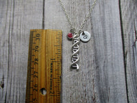 DNA Necklace W/ Birthstone  Hand Stamped Initial Science Necklace Double Helix Necklace Biology Necklace Chemistry Necklace DNA Jewelry