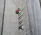 DNA Necklace Science Necklace W/ Birthstone Birth Month Jewelry Birthday Gift For Her Double Helix Necklace, Biology Necklace DNA Jewelry