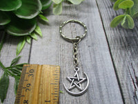 Pentacle Keychain Moon and Star Keychain Pentagram Keychain Witch Keychain Gifts For Her Witch Gifts Witchcore Keychain