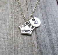 Princess Crown Charm Necklace Customized Crown Necklace Hand Stamped Letter Initial Princess Jewelry  Gifts For Her Daughter Jewelry