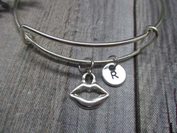 Lips Bracelet Personalized Initial Bangle Kiss Jewelry Gifts for Her Birthday  Bracelet Lips  Jewerly