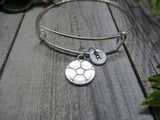Soccer Ball Charm Bracelet Personalized Initial Bangle Sports Jewelry Gifts for Her Birthday Soccer Charm  Bracelet Team Jewerly