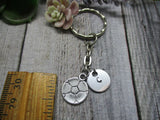Soccer Ball Keychain Sports Gift Hand Stamped Inital Sports Keychain Soccer Keychain Customized Sports Gifts For Her/Him