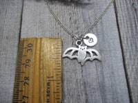 Bat Necklace Personalized Animal Charm Necklace  Letter Initial Halloween Bat Jewelry Gifts For Her Spooky Jewelry