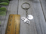 Silver Bat Keychain Bat  Personalized Gifts For Him / Her Inital Key Ring Animal Keychain