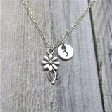 Daisy Necklace Flower Necklace Customized Hand Stamped Letter Initial  Flower Jewelry  Gifts For Her Mom Daisy  Jewelry