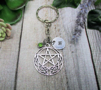 Pentagram Keychain Personalized Handstamped Pentacle  Keychain Witch Gift Custom Keychain Gifts For Her