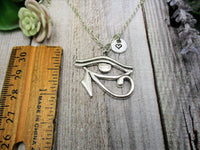 Eye Of Horus Necklace Customized Personalized Gifts Egyptian Eye Necklace Hand Stamped Letter Initial