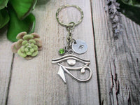 Eye of Horus Keychain Personalized Handstamped Egyptian Eye  Keychain Witch Gift Custom Keychain Gifts For Her