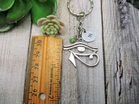 Eye of Horus Keychain Personalized Handstamped Egyptian Eye  Keychain Witch Gift Custom Keychain Gifts For Her