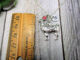 Llama Necklace Alpaca Necklace W/ Birthstone Hand Stamped Initial Animal Jewelry Birthday Gifts For Her Animal Necklace