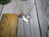 Flying Pig Necklace Animal Necklace W/ Birthstone Necklace  Flying Pig Jewelry Personalized Gifts For Her