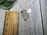 Geometric Diamond Necklace Geometric Diamond Jewelry W/ Birthstone Initial  Birthday Gifts For Her