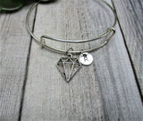 Geometric Diamond Charm Bracelet Initial Bracelet Gifts for Her Geometric Jewelry