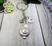 Snail Keychain Personalized Handstamped  Custom Gifts For Her / Him  Garden Gifts Birthstone Gift