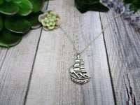 Ship Necklace Sail Boat Necklace Ship Jewelry Ocean Themed Gifts For Him / Her Nautical Jewelry