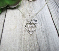 Geometric Diamond Necklace Personalized Gifts Initial Necklace Gifts For Her